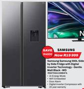 Samsung 560L Side By Side Fridge With Digital Inverter Technology Gentle Matt Blk WD RS57DG4100B4FA