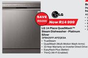 LG 14 Place Quadwash Steam Dishwasher Platinum Silver DFB425FP.APZQES 