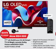 LG 77" OLED Evo C4 4K Smart TV Al Magic Remote Dolby Vision Web OS 24 2024 OLED77C46LA.AFAB