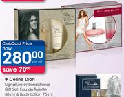 Celine Dion Signature Or Sensational Gift Set Eau De Toilette 30ml & Body Lotion 75ml-Per Set