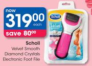 Scholl Velvet Smooth Diamond Crystals Electronic Foot File-Each