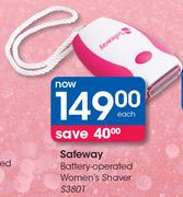 Safeway Battery-Operated Women's Shaver S3801-Each