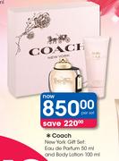 Coach New York Gift Set:Eau De Parfum 50ml And Body Lotion 100ml-Per Set