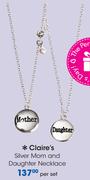 Claire's Silver Mom And Daughter Necklace-Per Pack