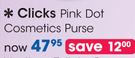 Clicks Pink Dot Cosmetics Purse-Each