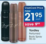 Yardley Perfumed Body Spray-90ml Each