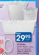 Clicks White Plastic Lace Storage Baskets-Each