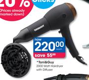 Toni&Guy 2000Watt Hairdryer With Diffuser