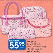 Clicks Pink Dot Toiletry And Cosmetics Bags-Each