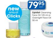 Lipidol Cleansing Face Oil 125ml Or Overnight Face Oil-50ml Each