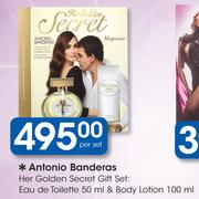 Antonio Banderas Her Golden Secret Gift Set Eau De Toilette 50ml/Body Lotion 100ml-Per Set