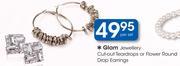 Glam Jewellery Cut-Out Teardrops Or Flower Round Drop Earrings-Per Set 