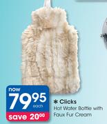 Clicks Hot Water Bottle With Faux Fur Cream Each