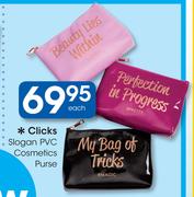 Clicks Slogan PVC Cosmetics Purse Each
