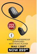 Bodyglove Wireless Waterproof Earphones With Music Player