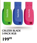 Sandisk Cruzer Blade 3-Pack 8GB
