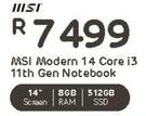 MSI Modern 14 Core i3 11th Gen Notebook