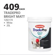 Plascon Tradepro Bright Matt (White)-20Ltr Each