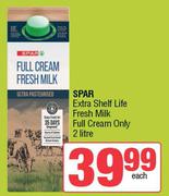 Spar Extra Shelf Life Fresh Milk (Full Cream Only)-2Ltr