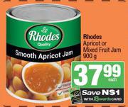Rhodes Apricot Or Mixed Fruit Jam-900g Each