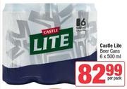 Castle Lite Beer Cans-6 x 500ml Per Pack