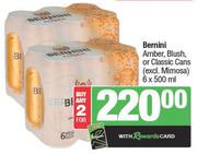 Bernini Amber, Blush Or Classic Cans (Excl. Mimosa) 6 x 500ml-For Any 2