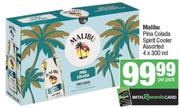 Malibu Pina Colada Spirit Cooler Assorted-4 x 300ml Per Pack