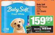Baby Soft Toilet Tissue 2Ply (350 Sheets)-18's Pack