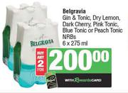 Belgravia Gin & Tonic, Dry Lemon, Dark Cherry, Pink/Blue Tonic Or Peach Tonic 6 x 275ml-For Any 2