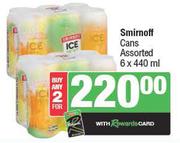Smirnoff Cans Assorted-For Any2 x 6 x 440ml