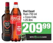 Red Heart Rum 750ml + Coca Cola 1.25Ltr