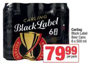 Carling Black Label Beer Cans-6 x 500ml Per Pack