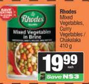 Rhodes Mixed Vegetables, Curry Vegetables/Chakkalaka-410g Each