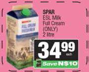 Spar ESL Milk Full Cream-2L