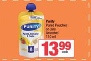 Purity Puree Pouches Or Jars Assorted-110ml Each
