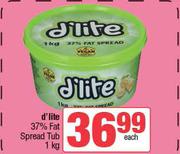 D'Lite 37% Fat Spread Tub-1Kg Each