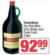 Tassenberg Dry Red Wine (Incl. Bottle, Excl. Crate Cost)-2Ltr