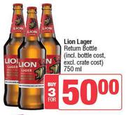 Lion Lager Return Bottle-For 3 x 750ml