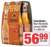 Clausthaler Non-Alcoholic Lemon NRBs-4 x 330ml Per Pack