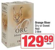 Orange River Dry Or Sweet Red-3Ltr Each