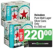 Heineken Pure Malt Lager (Silver Cans Only)-For Any 2 x 6 x 500ml