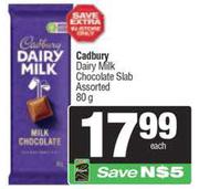 Cadbury Dairy Milk Chocolate Slab Assorted-80g Each