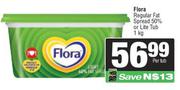 Flora Regular Fat Spread 50% Or Lite Tub-1kg Per Tub
