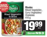 Rhodes Mixed Vegetables, Curry Vegetables/ Chakalaka-410g 