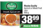 Rhodes Quality Apricot Or Mixed Fruit Jam-900g