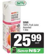 Spar 100% Fruit Juice Assorted-1Ltr