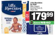 Little Munchkins By Spar Baby Diapers (Assorted Sizes) & Wipes 80s Pack-For Both