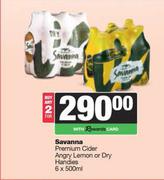 Savanna Premium Cider Angry Lemon Or Dry Handies-For 2 x 6 x 500ml