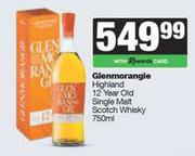 Glenmorangie Highland 12 Year Old Single Malt Scotch Whisky-750ml