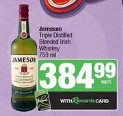 Jameson Triple Distilled Blended Irish Whisky-750ml Each